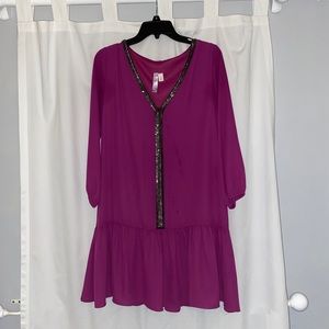 Magenta chiffon cocktail dress